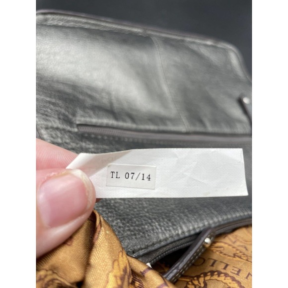 Tignanello Metallic Leather Handbag Purse Silver Pebbled Medium Braided Handle - Picture 15 of 16